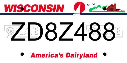 ZD8Z488 Wisconsin License Plate