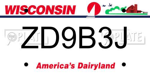 ZD9B3J Wisconsin License Plate