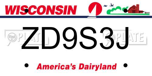 ZD9S3J Wisconsin License Plate
