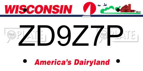 ZD9Z7P Wisconsin License Plate