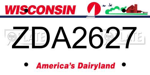 ZDA2627 Wisconsin License Plate