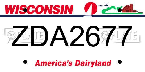 ZDA2677 Wisconsin License Plate