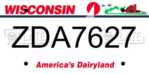 ZDA7627 Wisconsin License Plate