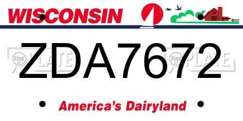 ZDA7672 Wisconsin License Plate
