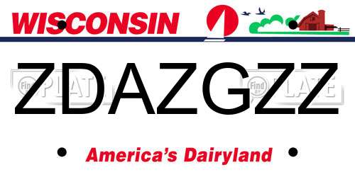ZDAZGZZ Wisconsin License Plate