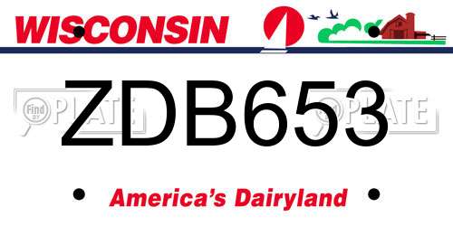 ZDB653 Wisconsin License Plate