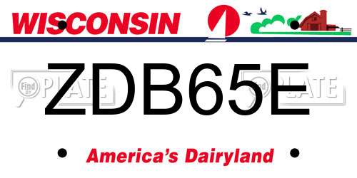 ZDB65E Wisconsin License Plate