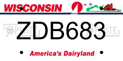 ZDB683 Wisconsin License Plate