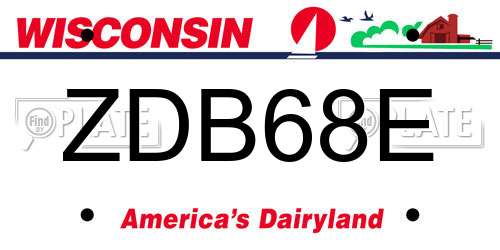ZDB68E Wisconsin License Plate