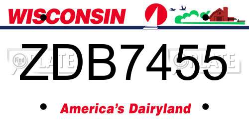 ZDB7455 Wisconsin License Plate