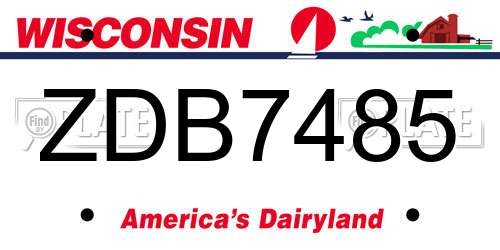 ZDB7485 Wisconsin License Plate