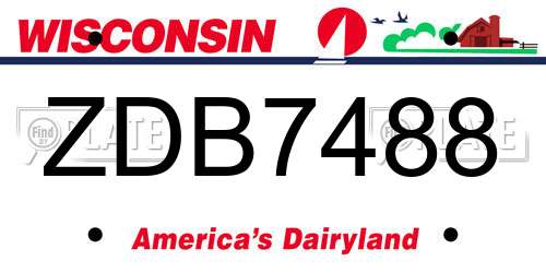 ZDB7488 Wisconsin License Plate