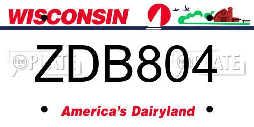 ZDB804 Wisconsin License Plate