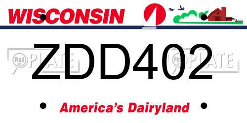 ZDD402 Wisconsin License Plate