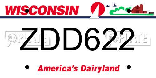 ZDD622 Wisconsin License Plate