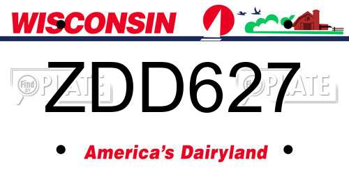 ZDD627 Wisconsin License Plate
