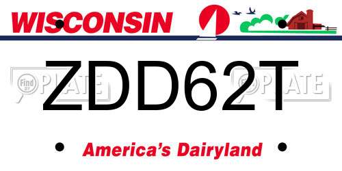 ZDD62T Wisconsin License Plate