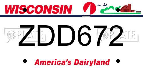 ZDD672 Wisconsin License Plate