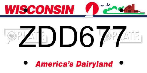 ZDD677 Wisconsin License Plate