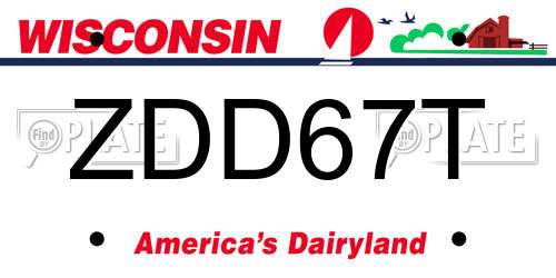 ZDD67T Wisconsin License Plate