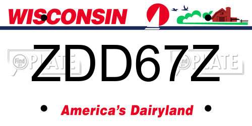 ZDD67Z Wisconsin License Plate
