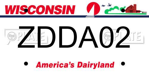 ZDDA02 Wisconsin License Plate