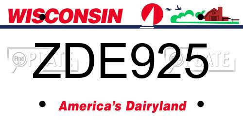 ZDE925 Wisconsin License Plate