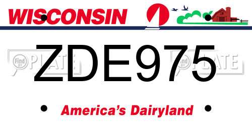 ZDE975 Wisconsin License Plate
