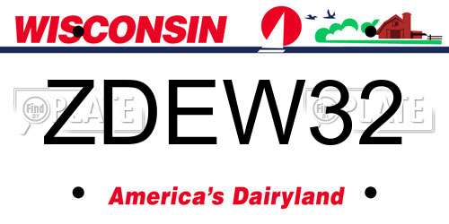 ZDEW32 Wisconsin License Plate