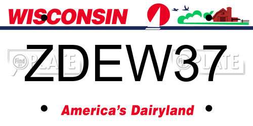 ZDEW37 Wisconsin License Plate