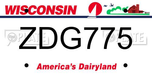 ZDG775 Wisconsin License Plate