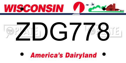 ZDG778 Wisconsin License Plate