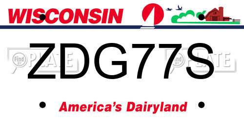 ZDG77S Wisconsin License Plate