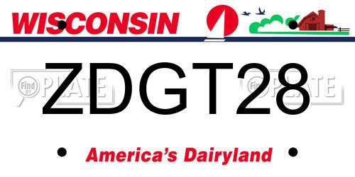 ZDGT28 Wisconsin License Plate