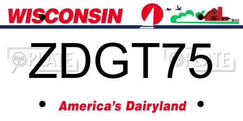 ZDGT75 Wisconsin License Plate