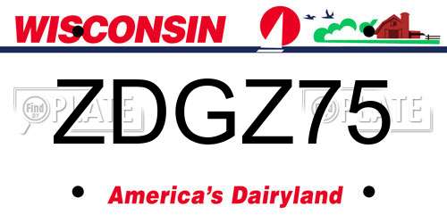 ZDGZ75 Wisconsin License Plate