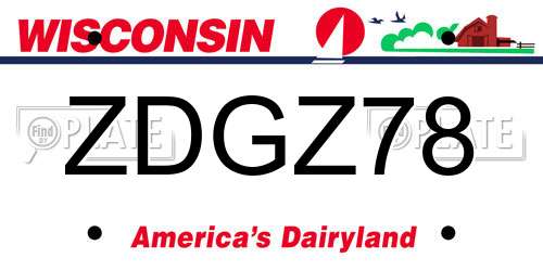 ZDGZ78 Wisconsin License Plate