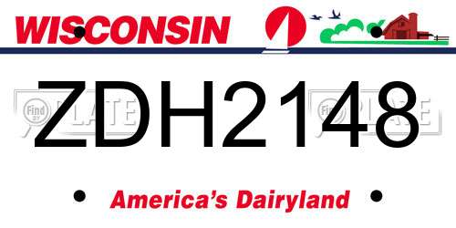 ZDH2148 Wisconsin License Plate