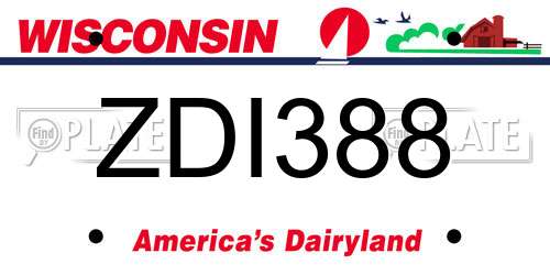 ZDI388 Wisconsin License Plate