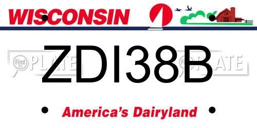 ZDI38B Wisconsin License Plate
