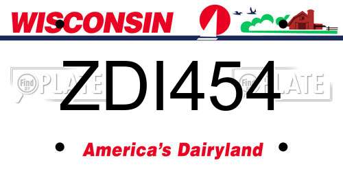 ZDI454 Wisconsin License Plate