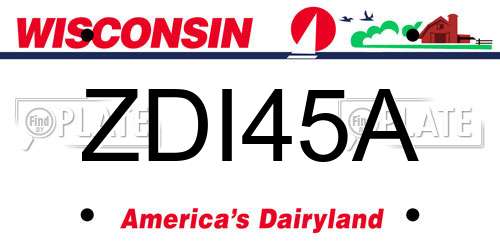 ZDI45A Wisconsin License Plate
