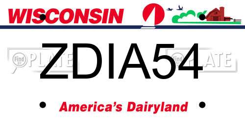 ZDIA54 Wisconsin License Plate