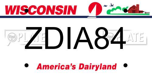 ZDIA84 Wisconsin License Plate