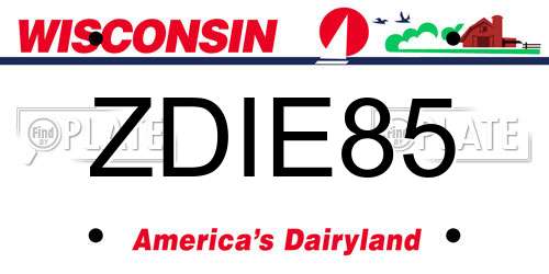 ZDIE85 Wisconsin License Plate