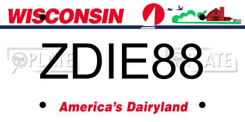 ZDIE88 Wisconsin License Plate