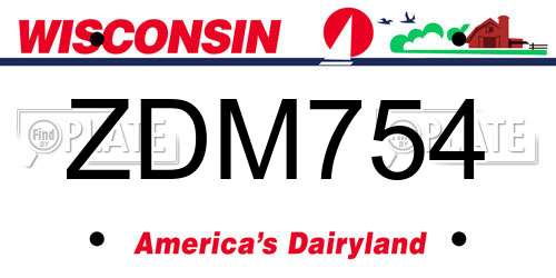 ZDM754 Wisconsin License Plate