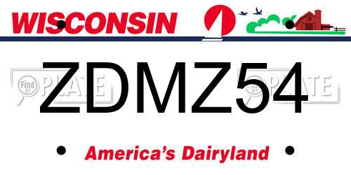 ZDMZ54 Wisconsin License Plate