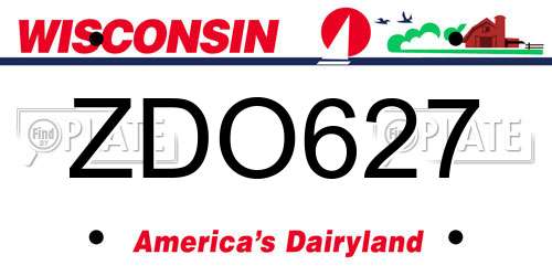 ZDO627 Wisconsin License Plate