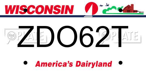 ZDO62T Wisconsin License Plate